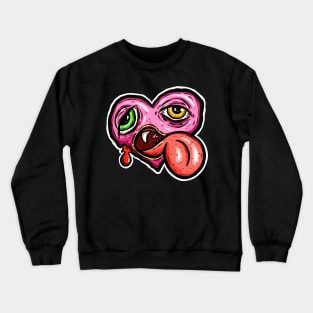 Zombie Heart Bug Tongue Pink Crewneck Sweatshirt